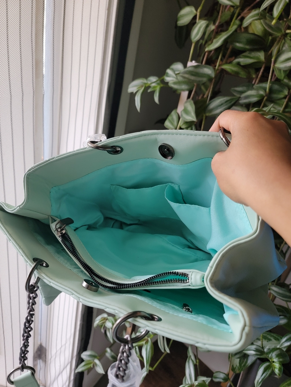 Last One! Quilted Vegan Leather Shoulder Bag With Pouch